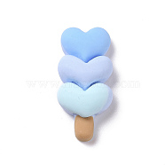 Cute Opaque Resin Decoden Cabochons, Ice Cream with Heart, Imitation Food, Light Blue, 32x15x8mm(RESI-L037-09C)