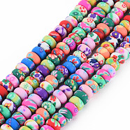 Handmade Polymer Clay Beads Strands, for DIY Jewelry Crafts Supplies, Flat Round, Colorful, 6.5x3.5mm, Hole: 1.6mm, about 108~109pcs/strand, 15.75 inch(40cm)(X-CLAY-N008-056-01)