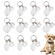 18Pcs Natural Quartz Crystal Keychains, with 304 Stainless Steel Split Rings, Iron Flat Head Pins and Alloy Paw Print Charms, Pet Theme, 33~35mm(HJEW-CA0001-20)