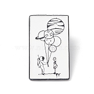 Rectangle Tarot Card Enamel Pin, Electrophoresis Black Alloy Brooch for Backpack Clothes, Balloon Pattern, 40x23.5x1.5mm, Pin: 1mm(JEWB-P015-B02)
