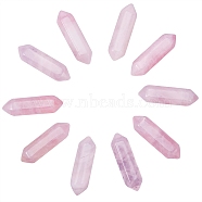 Faceted Natural Rose Quartz Beads, Healing Stones, Reiki Energy Balancing Meditation Therapy Wand, Double Terminated Point, for Wire Wrapped Pendants Making, No Hole/Undrilled, 30~32x9x9mm, 10pcs(G-SZ0001-54)