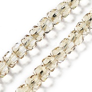 Electroplate Rondelle Glass Beads Strands, Pear Lurster Plated, Faceted, Lemon Chiffon, 7.5x7mm, Hole: 1.4mm, about 70pcs/strand, 19.69''(50cm)(EGLA-A036-09A-PL01)