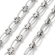 304 Stainless Steel Oval & Knot Link Chains, Unwelded, with Spool, Stainless Steel Color, 12x6x1.5mm, 7x6x4mm, 5m/roll(CHS-B005-01P)