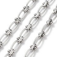 Tarnish Resistant 304 Stainless Steel Oval & Knot Link Chains, Unwelded, with Spool, Stainless Steel Color, 12x6x1.5mm, 7x6x4mm, 5m/roll(CHS-B005-01P)