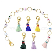 6 Style Number Acrylic Beaded Knitting Row Counter Chains & Locking Stitch Markers Kits, with Nylon Thread Tassel Pendant, Mixed Color, 3.5~24.8cm(HJEW-JM01430)