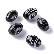 Tibetan Style dZi Beads, Natural Agate Beads, Dyed & Heated, Oval, 8-Eye, 13.5x10mm, Hole: 1.2mm(TDZI-Z001-01)