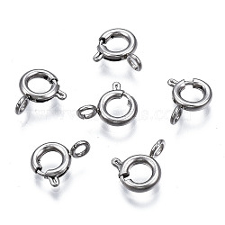 Tarnish Resistant 304 Stainless Steel Spring Ring Clasps, Ring, Stainless Steel Color, 9.5x7.5x1.5mm, Hole: 1.6mm(STAS-S117-016B)