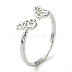 Bass Ring, Long-Lasting Plated, Butterfly, Platinum, Inner Diameter: 17mm(RJEW-Z033-12P)