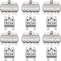 316 Stainless Steel Box Clasps, Multi-Strand Clasps, Rectangle, Stainless Steel Color, 24sets/box(STAS-UN0014-15P)