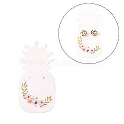 Cardboard Earring Display Cards, Pineapple, White, 64x32x0.3mm, Hole: 1.2mm(CDIS-L003-B02-A)