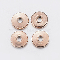 Ion Plating(IP) 304 Stainless Steel Spacer Beads, Donut, Rose Gold, 6x1~1.5mm, Hole: 2mm(STAS-F135-04RG)