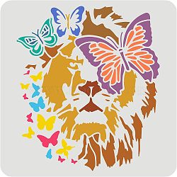 Plastic Reusable Drawing Painting Stencils Templates, for Painting on Scrapbook Fabric Tiles Floor Furniture Wood, Square, Lion Pattern, 300x300mm(DIY-WH0172-884)