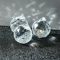 Clear Faceted Ball-Shaped Glass Pendants, Crystal Suncatcher, 20mm in diameter, 23mm thick, hole:2mm(X-GR20X23MMY-1)
