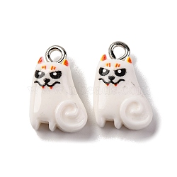 Halloween Theme Opaque Resin Pendants, with Platinum Plated Iron Loops, Ghost, 17x10.5x6mm, Hole: 2mm(RESI-D075-01C)