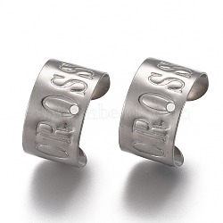 304 Stainless Steel Ear Cuff Findings, with Hole and Word Cross, Stainless Steel Color, 12x7mm, Hole: 1mm(STAS-H151-10P)