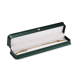 PU Leather Jewelry Box, with Resin Crown, for Necklace Packaging Box, Rectangle, Dark Green, 5.6x24.2x3.8cm(CON-C012-01C)