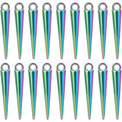 Alloy Pendants, Cone, Rainbow Color, 25x4mm, Hole: 2mm, 24pcs/box(FIND-UN0001-30)