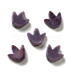 Glass Beads, Tulip Flower, Dark Slate Blue, 16x16x5.5~6mm, Hole: 2mm(GLAA-G082-01F)