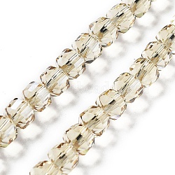 Electroplate Rondelle Glass Beads Strands, Pear Lurster Plated, Faceted, Lemon Chiffon, 7.5x7mm, Hole: 1.4mm, about 70pcs/strand, 19.69''(50cm)(EGLA-A036-09A-PL01)