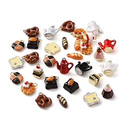 Alloy Enamel Pendants, Mixed Shapes Charms, Platinum & Light Gold, Mixed Color, 12.5~15.5x5~15.5x4~8.5mm, Hole: 1.2~1.4mm(AL-CBA3844-01)