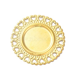 Iron Cabochon Connector Settings, Etched Metal Embellishments, Flat Round, Golden, Tray: 18mm, 34.5x1mm(FIND-B020-23G)