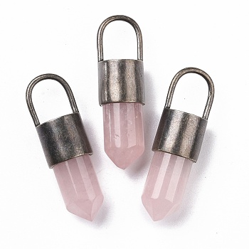 Gemstone Pendant, with Eco-Friendly Brass, Lead Free & Cadmium Free, 42x12mm, Hole: 11.5x9mm