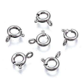 304 Stainless Steel Spring Ring Clasps, Ring, Stainless Steel Color, 9.5x7.5x1.5mm, Hole: 1.6mm