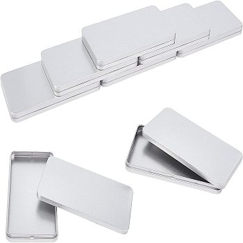 BENECREAT Tinplate Box, Bead Storage Containers, Storage Box, Rectangle, Platinum, 17x19x1.5cm, 8pcs/box