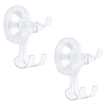 Transparent Plastic Suction Cup Hook Hangers, Wall Mounted Rod Holders, Clear, 109x68x70mm