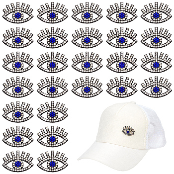 50Pcs Evil Eye Felt Sew on Patches, Appliques, with Rhinestone Beads, Crystal, 22x31.5x2.5mm