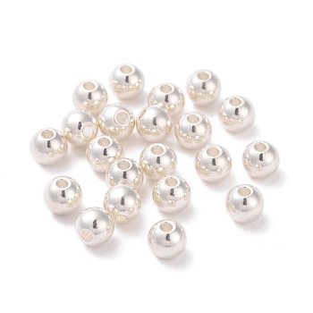 201 Stainless Steel Beads, Round, Silver, 6mm, Hole: 1.6mm