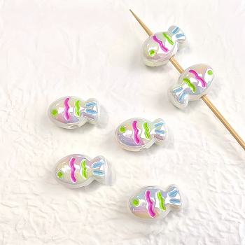 Opaque Acrylic Beads, Fish , Alice Blue, 22x13mm, Hole: 3.3mm