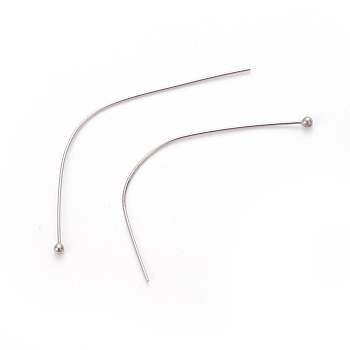 304 Stainless Steel Ball Head Pins, Stainless Steel Color, 49x0.5mm, 24 Gauge, Head: 1.5mm