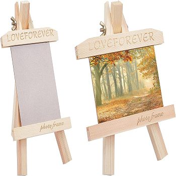 OLYCRAFT 2Sets 2 Styles Natural Wood Photo Frames, for Tabletop Display Photo Frame, Easel Shape, BurlyWood, 26.2~21x12.6~17x2cm, 1set/style