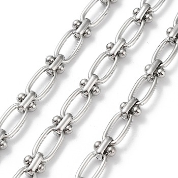 304 Stainless Steel Oval & Knot Link Chains, Unwelded, with Spool, Stainless Steel Color, 12x6x1.5mm, 7x6x4mm, 5m/roll