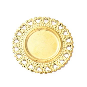 Iron Cabochon Connector Settings, Etched Metal Embellishments, Flat Round, Golden, Tray: 18mm, 34.5x1mm