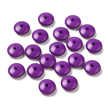 Opaque Acrylic Beads, Disc, Purple, 10x4mm, Hole: 1.6mm, about 2400pcs/500g