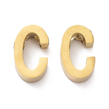 Ion Plating(IP) 304 Stainless Steel Charms, Alphabet, Golden, Letter.C, 8x5x3mm, Hole: 1.8mm
