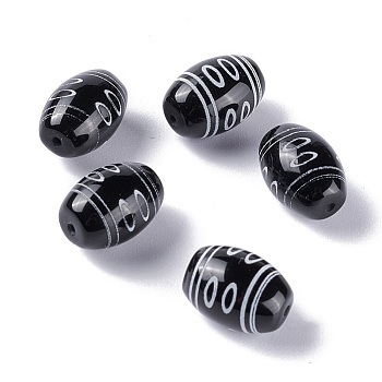 Tibetan Style dZi Beads, Natural Agate Beads, Dyed & Heated, Oval, 8-Eye, 13.5x10mm, Hole: 1.2mm