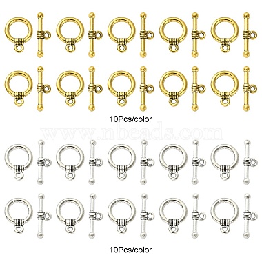 20 個 2 色のチベットスタイル合金トグルクラスプ(FIND-YW0004-22)-2