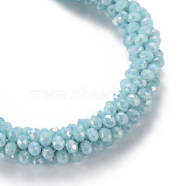AB Color Plated Faceted Opaque Glass Beads Stretch Bracelets(BJEW-S144-003D)-4