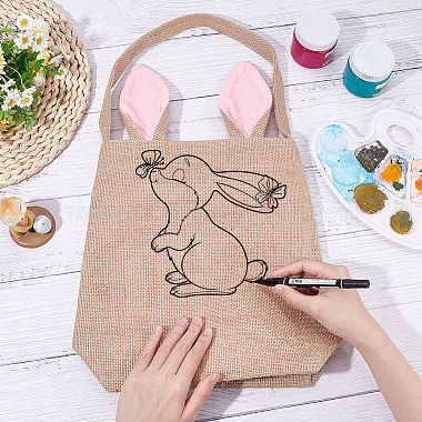 Easter Theme Jute & Cloth Rabbit Ear Gift Bags(ABAG-WH0025-07A)-3