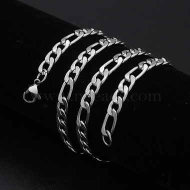 Men's 304 Stainless Steel Figaro Chain Necklaces(NJEW-T012-02-46-S)-2