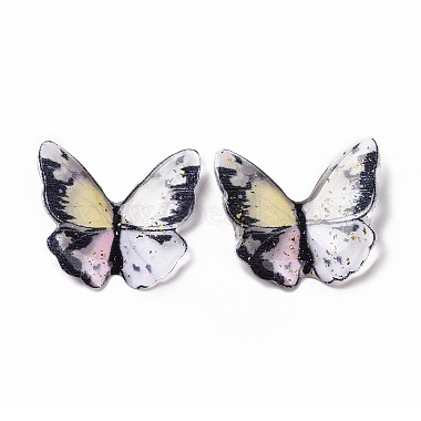 Floral White Butterfly Resin Cabochons