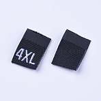 Clothing Size Labels(4XL), Garment Accessories, Size Tags, Black, 18x12.5x1mm, 200pcs/bag(FIND-WH0045-E02)