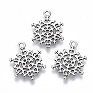 Tibetan Style Alloy Pendants, Lead Free & Cadmium Free, Snowflake, Antique Silver, 21.5x16.5x1.5mm, Hole: 1.8mm, about 500pcs/500g(TIBE-N010-17AS-RS)