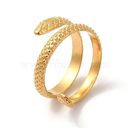 304 Stainless Steel Cuff Rings for Women, Snake, Golden, US Size 8 1/4(18.3mm)(RJEW-G291-02G)