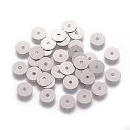 316 Surgical Stainless Steel Beads, Heishi Beads, Flat Round/Disc, Stainless Steel Color, 6x0.3mm, Hole: 1mm(STAS-I118-12P-03)