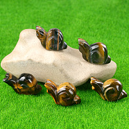 Natural Tiger Eye Carved Healing Snail Figurines, Reiki Energy Stone Display Decorations, 18x24~28x12mm(PW-WG23180-03)