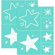 Self-Adhesive Silk Screen Printing Stencil, for Painting on Wood, DIY Decoration T-Shirt Fabric, Turquoise, Star Pattern, 28x22cm(DIY-WH0173-021-U)